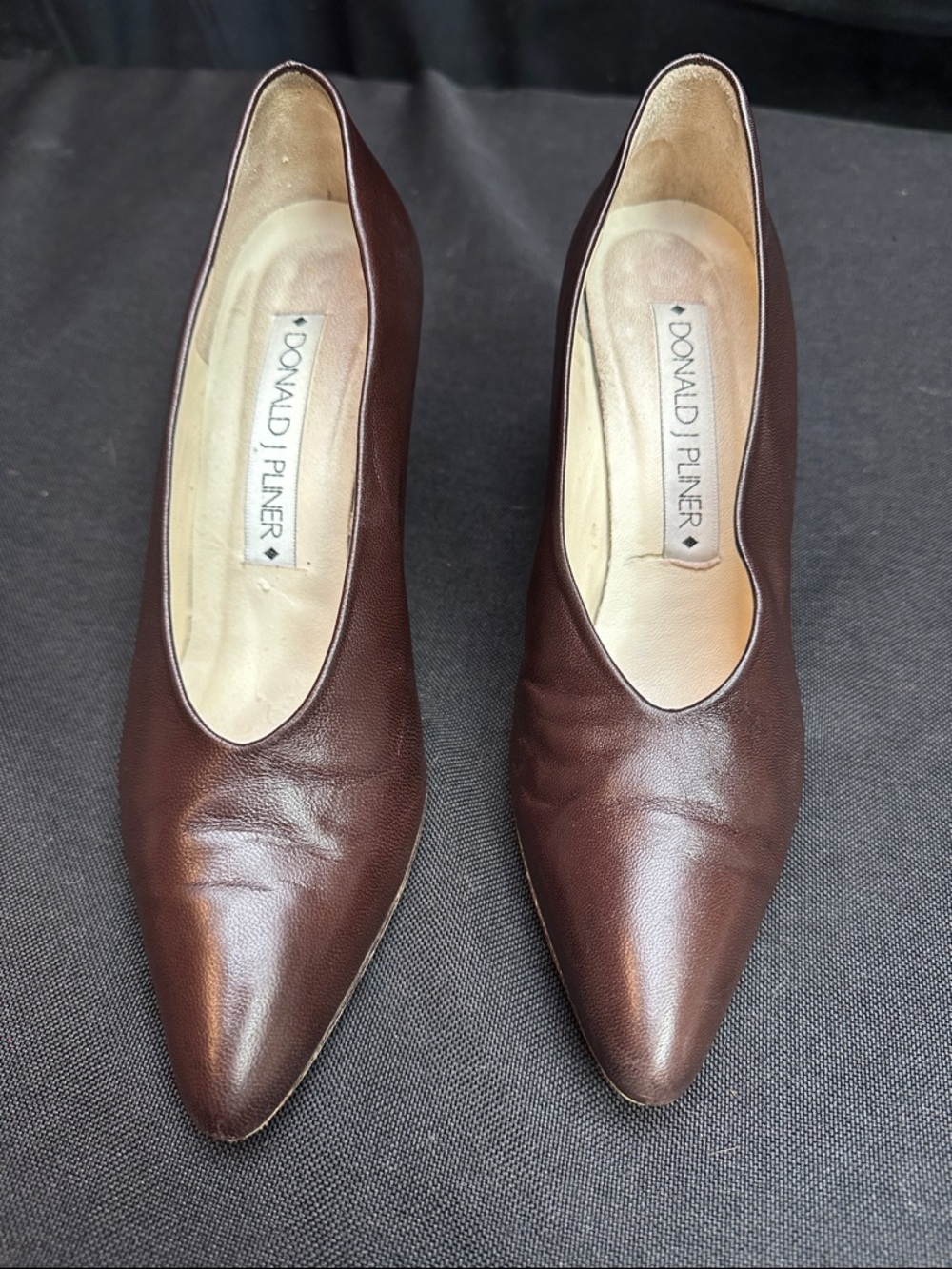 VTG Handmade in Spain Donald J. Pliner Women's Brown Leather Pointed-Toe 6.5